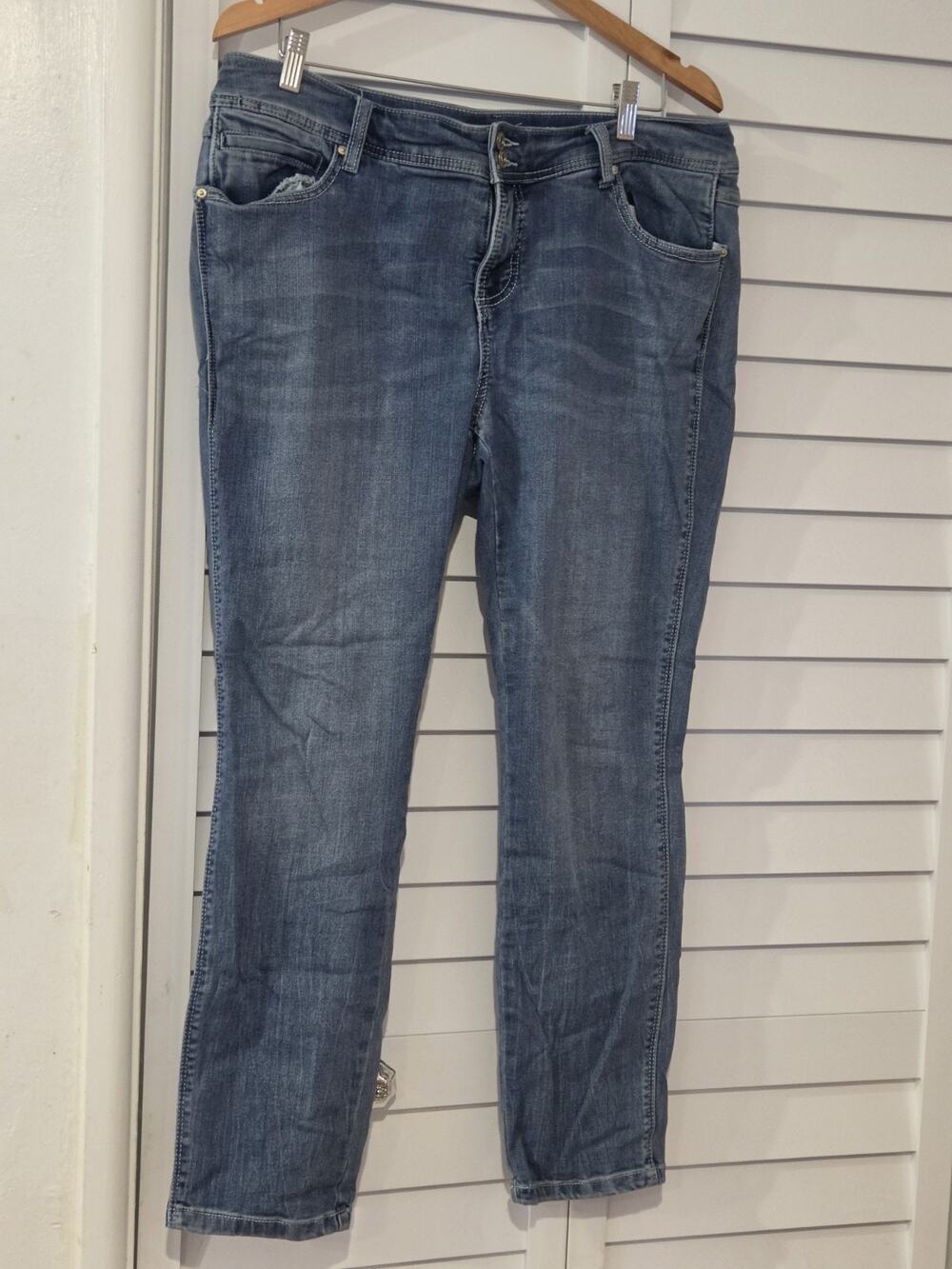 INC International Concepts Women's Boyfriend Tummy Control Blue Denim Jeans 14W